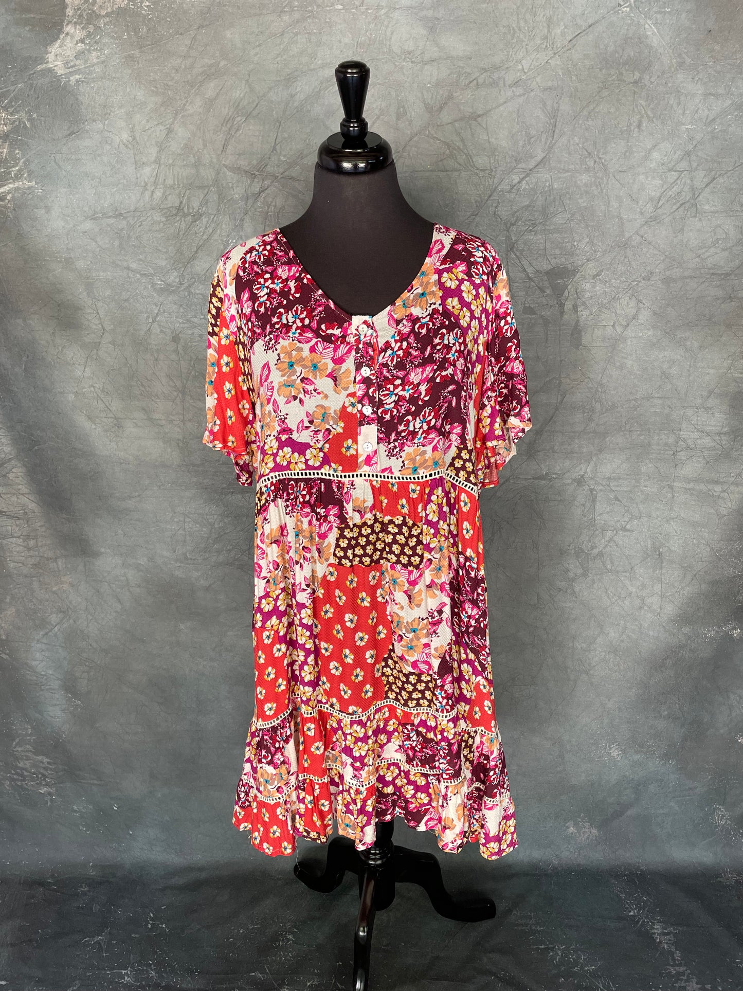 Umgee Rust and Burgundy Floral Dress