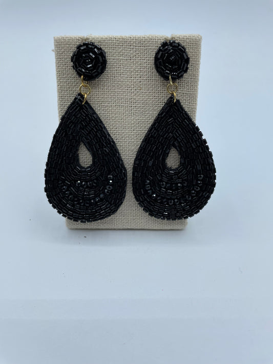 Black Beaded Teardrop