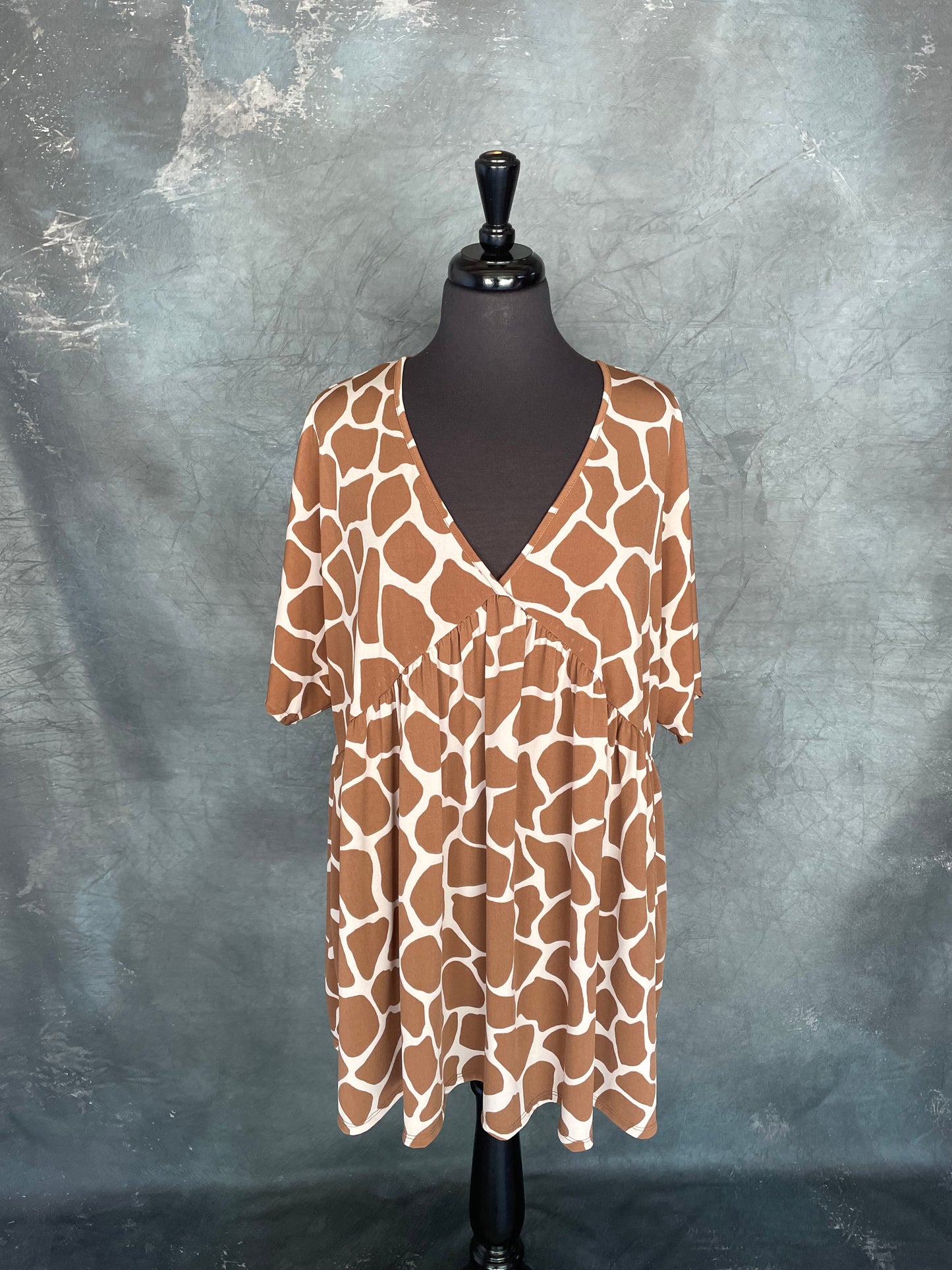 Brown and Cream Giraffe Print Top