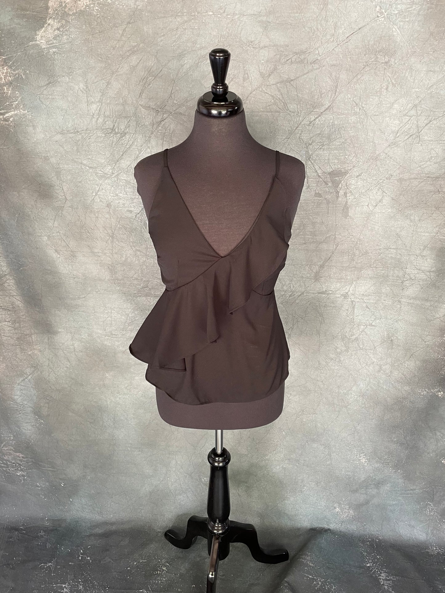 Black Ruffled Spaghetti Strap Tank