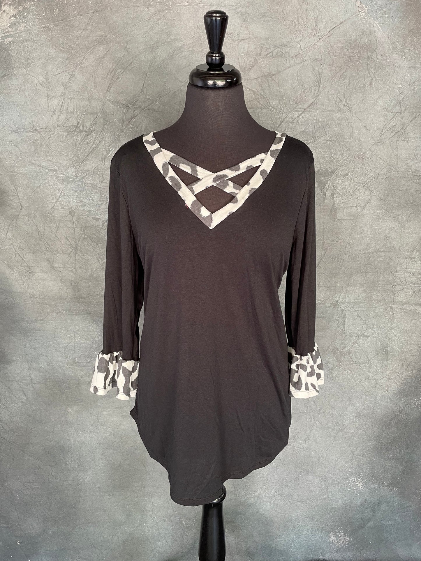 Black And White Animal Print Top