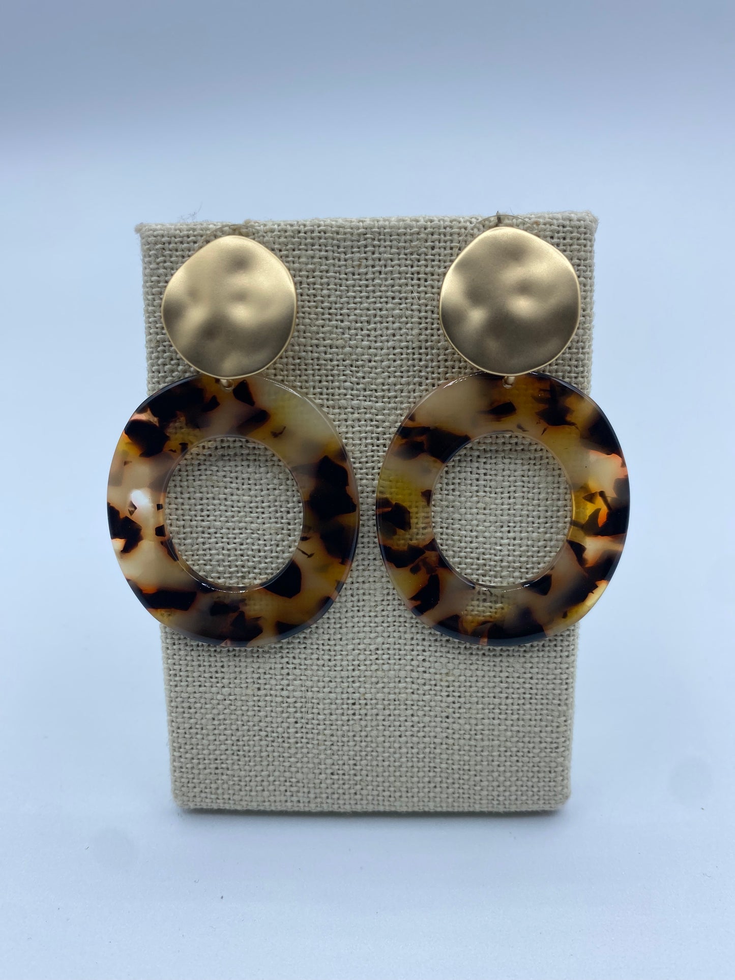 Acrylic Animal Print and Gold Circle Hoop Earrings