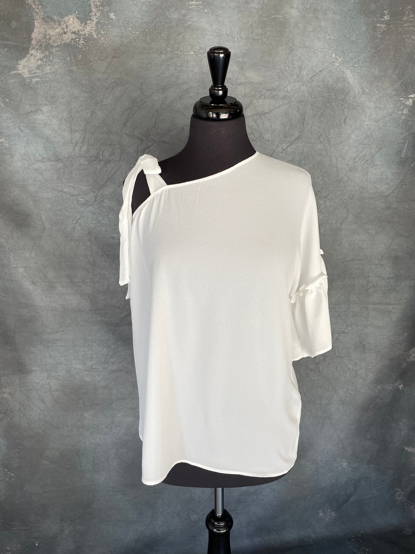White One Sleeve Tie Top