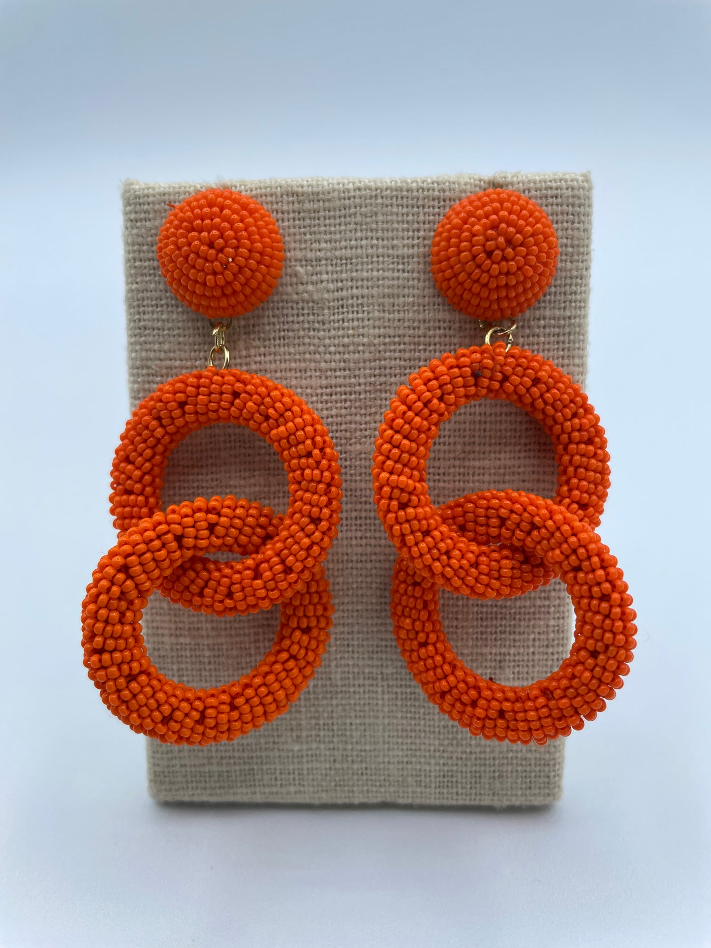 Orange Seed Bead Link Earrings