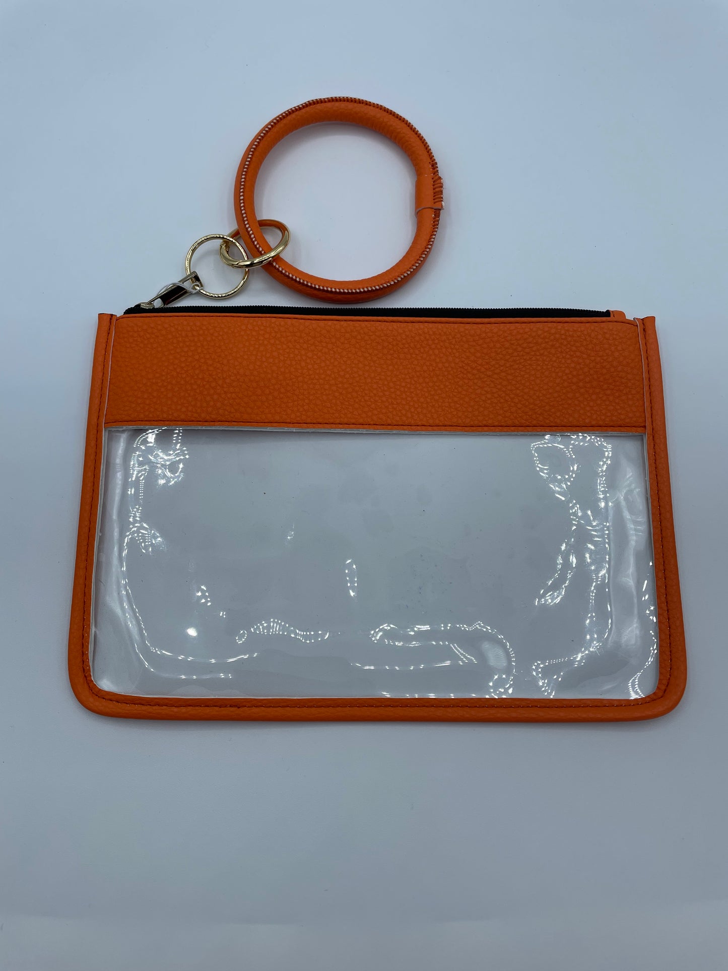 Orange and Clear Wristlet