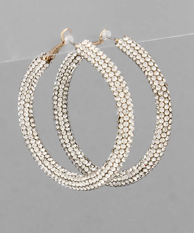 50mm Crystal Pave Hoop Earrings