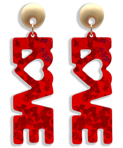 Red Acrylic Love Earrings