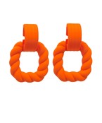 Orange Twisted Square Link Earrings