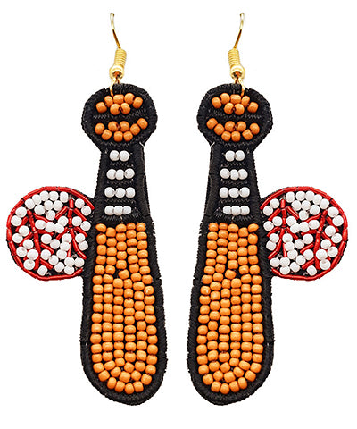 Ball and Bat Beaded Earrings