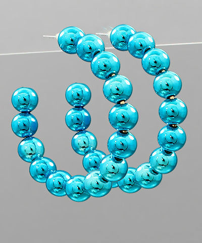 Aqua Beaded Hoops