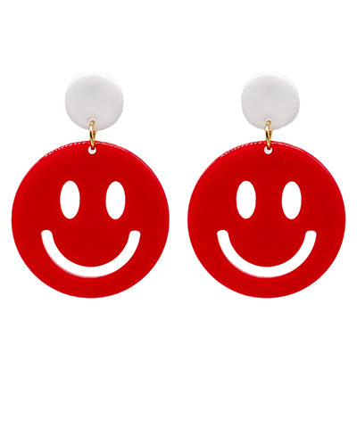 Red and White Smiley Earrings
