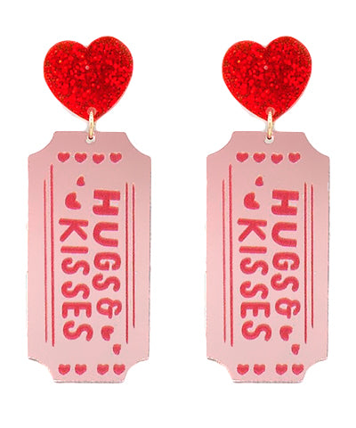 Hugs and Kisses Movie Ticket Earrings