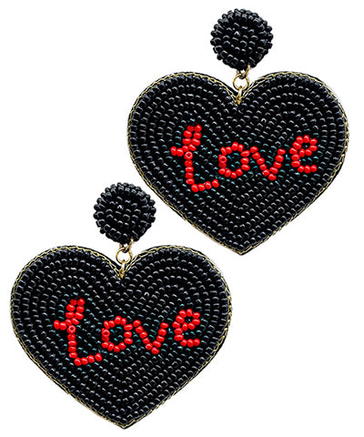Black Love Heart Earrings