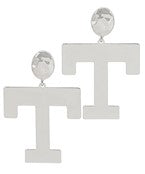 Silver T Earrings