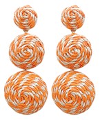 Orange and White Raffia Drop Earrings