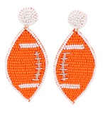 Orange Beaded Football Earrings