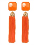 Resin Square Tassel Earrings