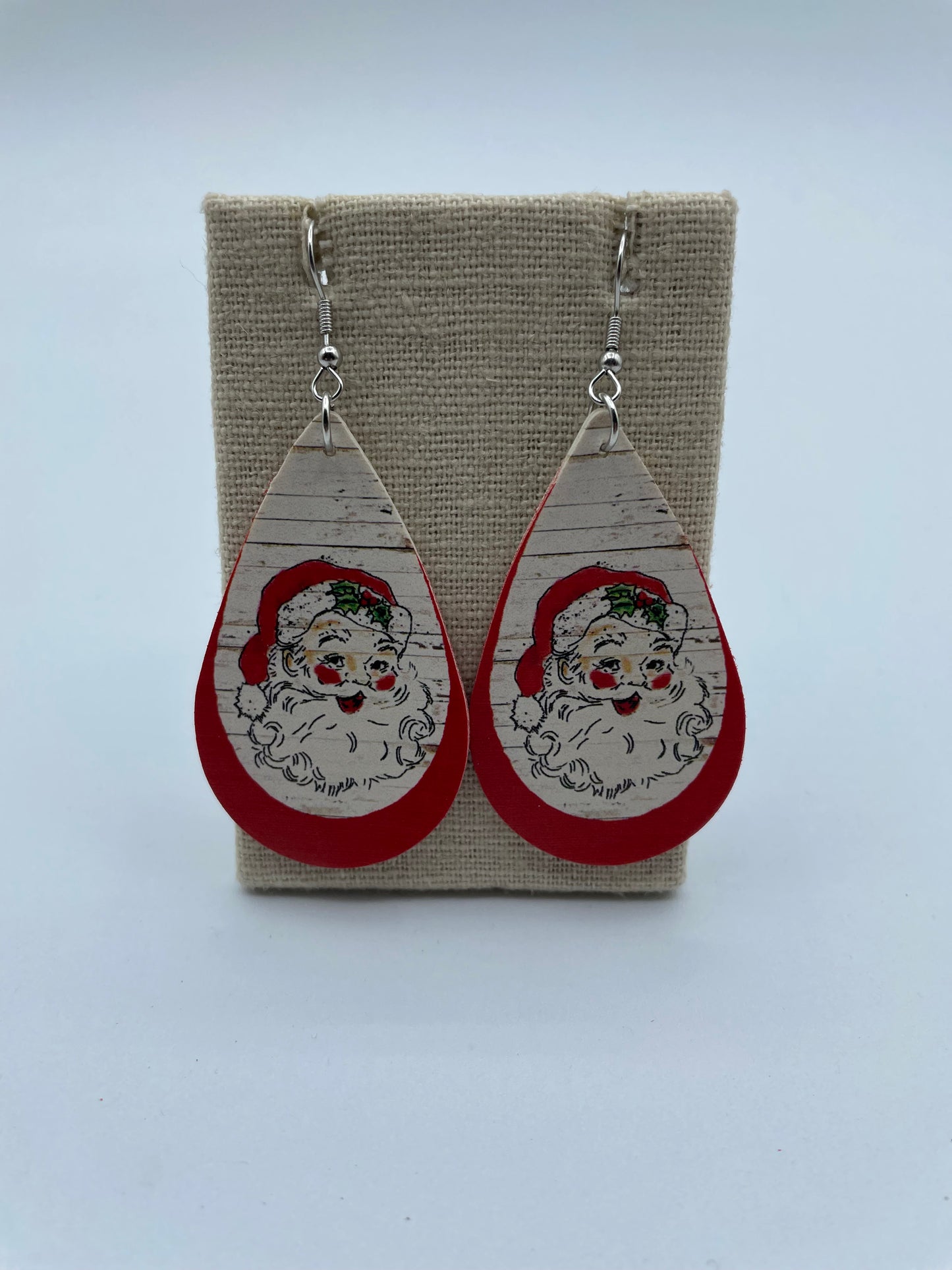 Faux Leather Santa Earrings