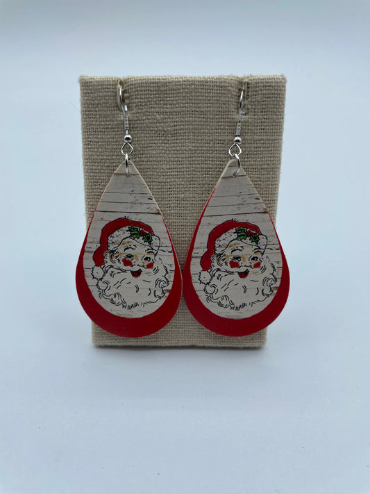 Faux Leather Santa Earrings