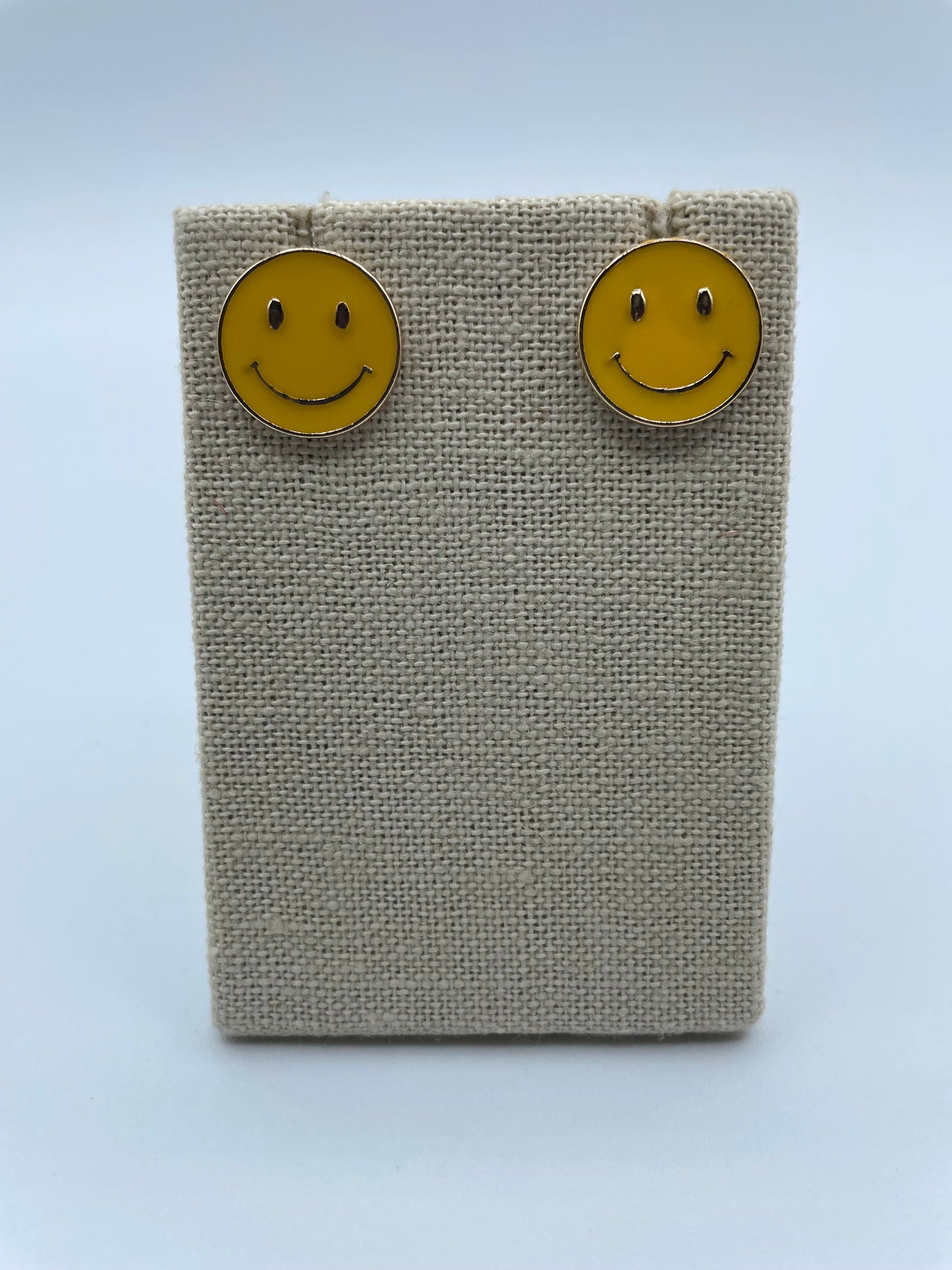 Yellow Epoxy Smiley Face Studs