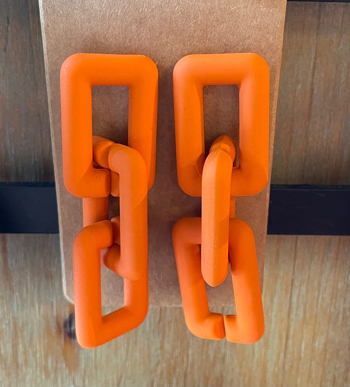Orange Geo Link Earrings