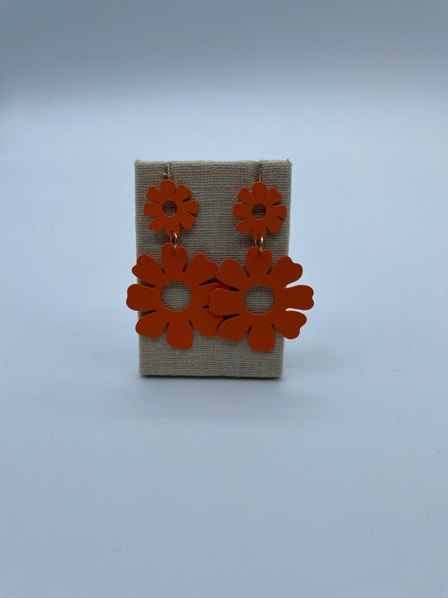 Orange Metal Flower Earring