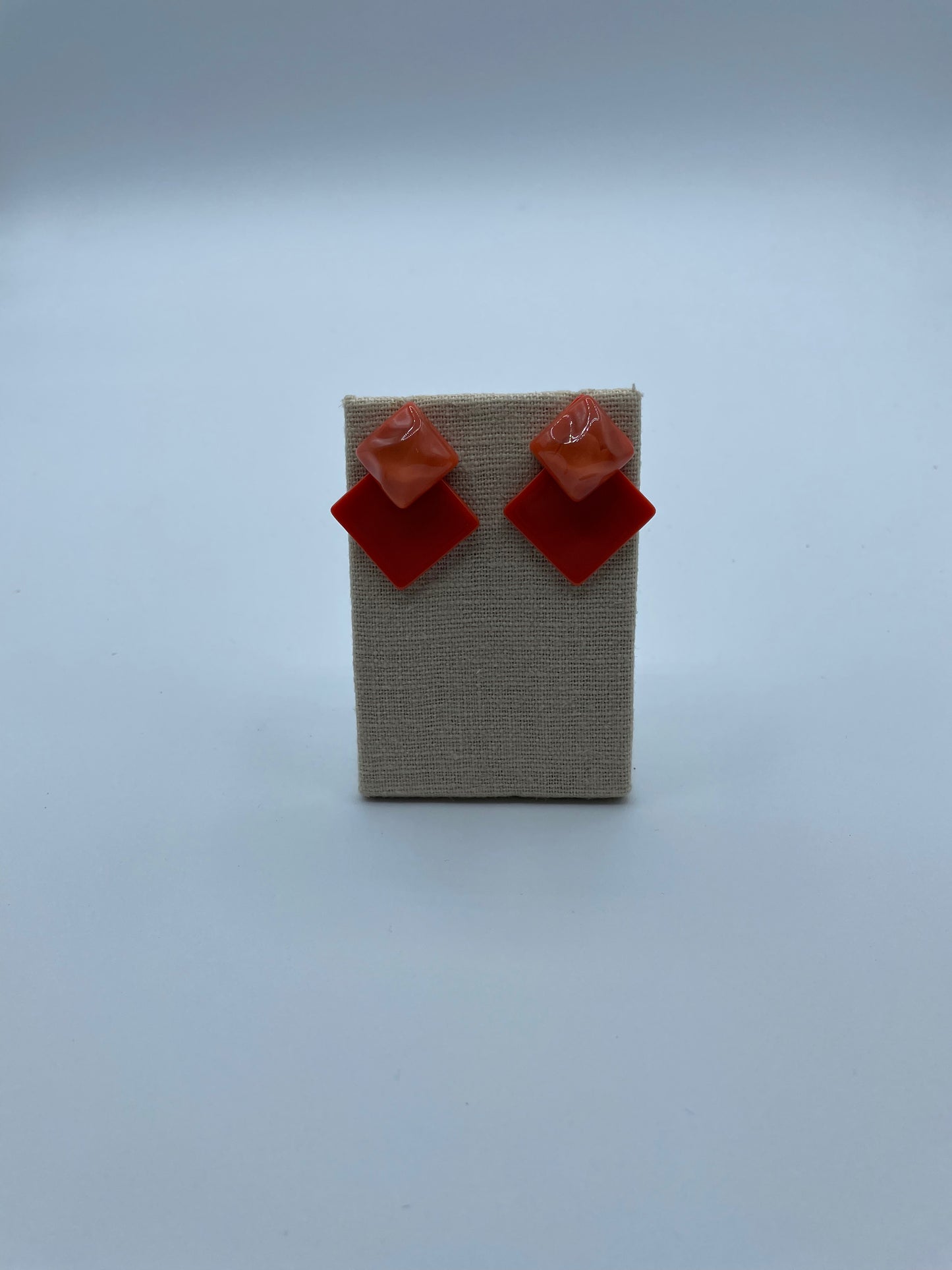 Orange Acrylic Diamond Shaped Earrings