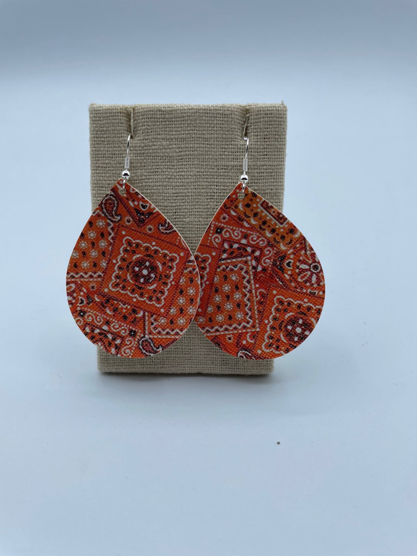 Faux Orange Bandana Earrings