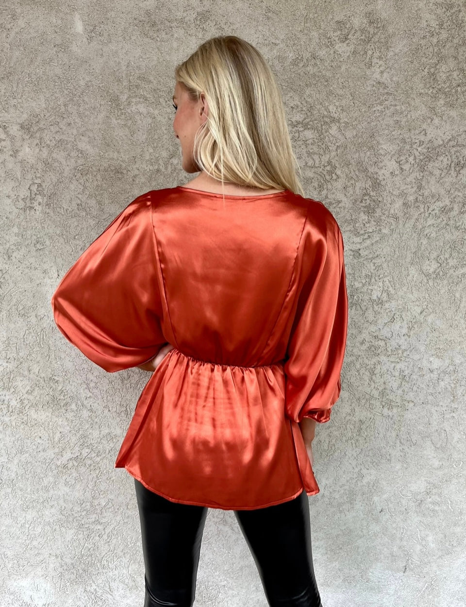 Cinnamon Satin Blouse Curvy