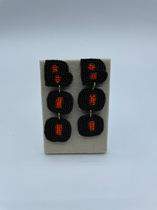 Black and Orange Boo Earrings