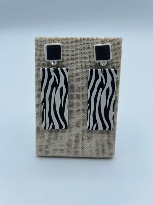 Black Zebra Acrylic Earrings