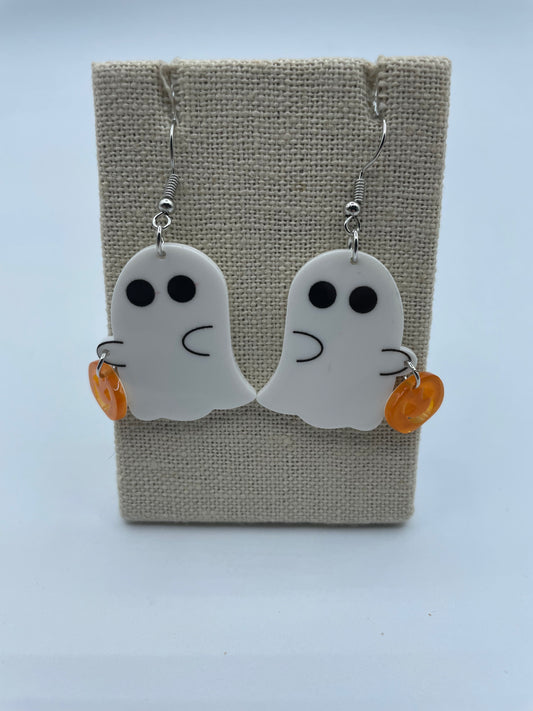 Ghost With Pumpkin Earrings