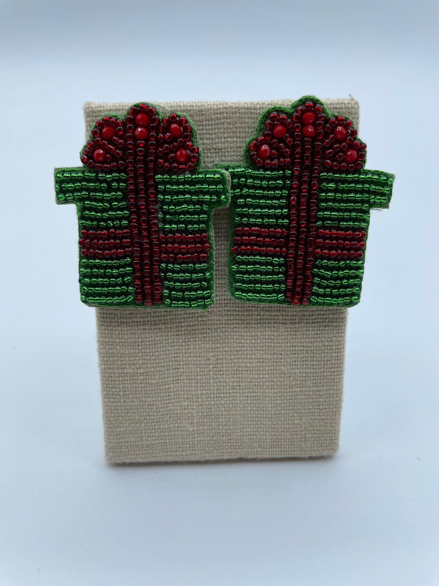Green Christmas Package Earrings