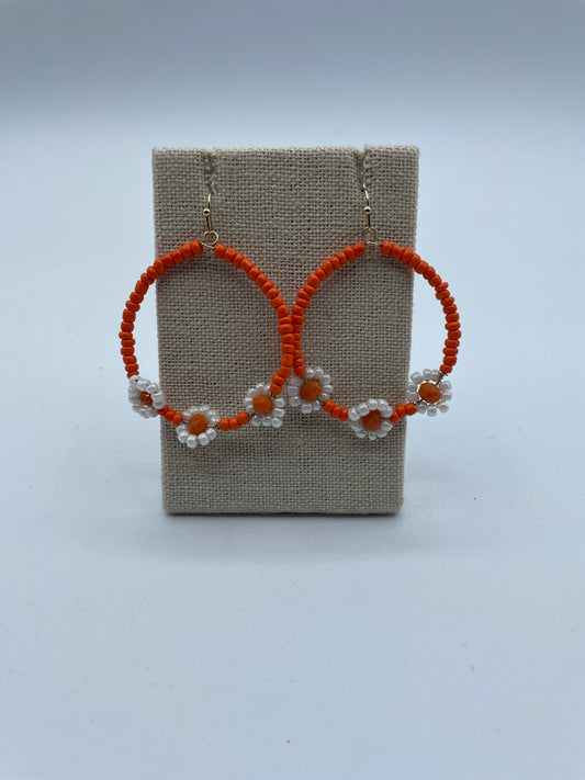 Orange and White Flower Hoops