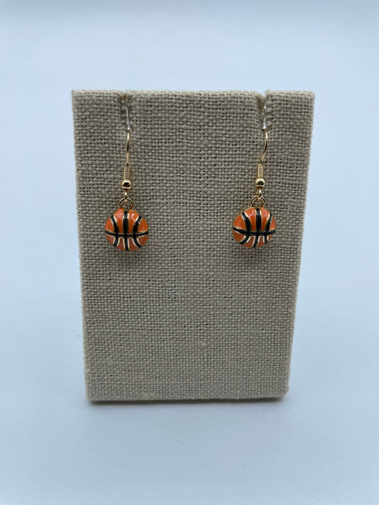 Small Orange Basketball Earrings