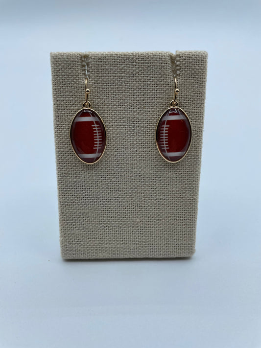 Brown Acrylic Football Earrings