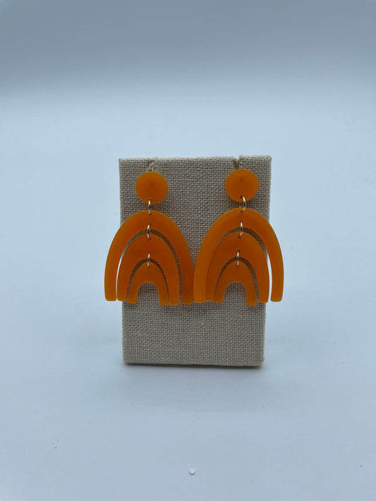 Orange 3 Tier Arch Earrings
