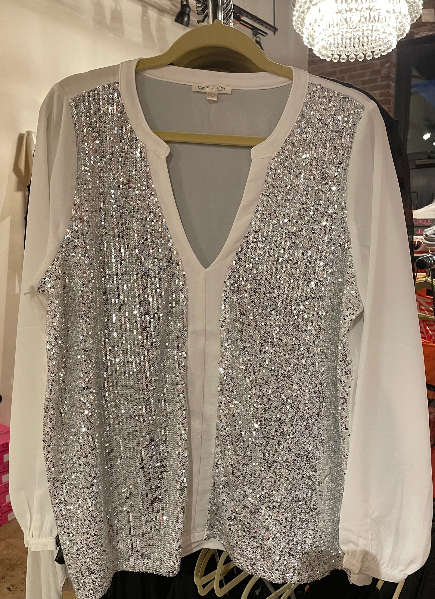 Silver and White Sequin Tunic