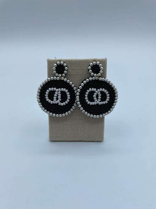Black and White Beaded Earrings