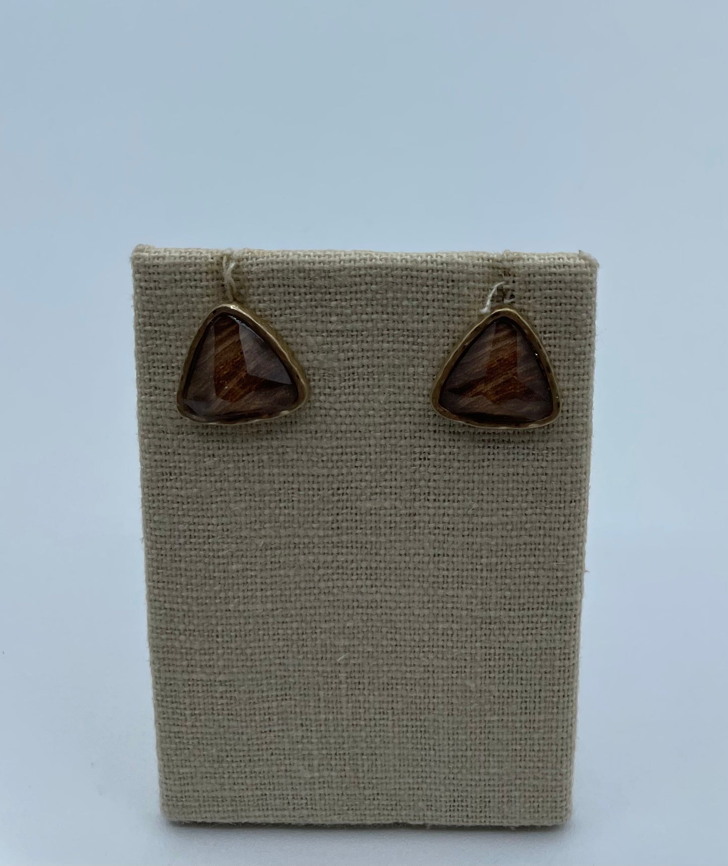 Brown Triangle Stone Earrings
