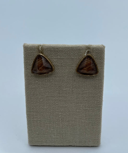 Brown Triangle Stone Earrings