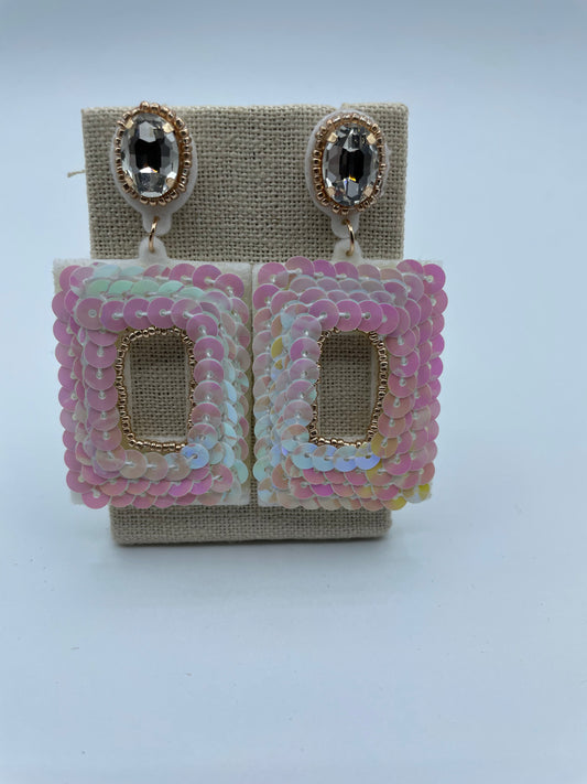 White Sequin Earrings