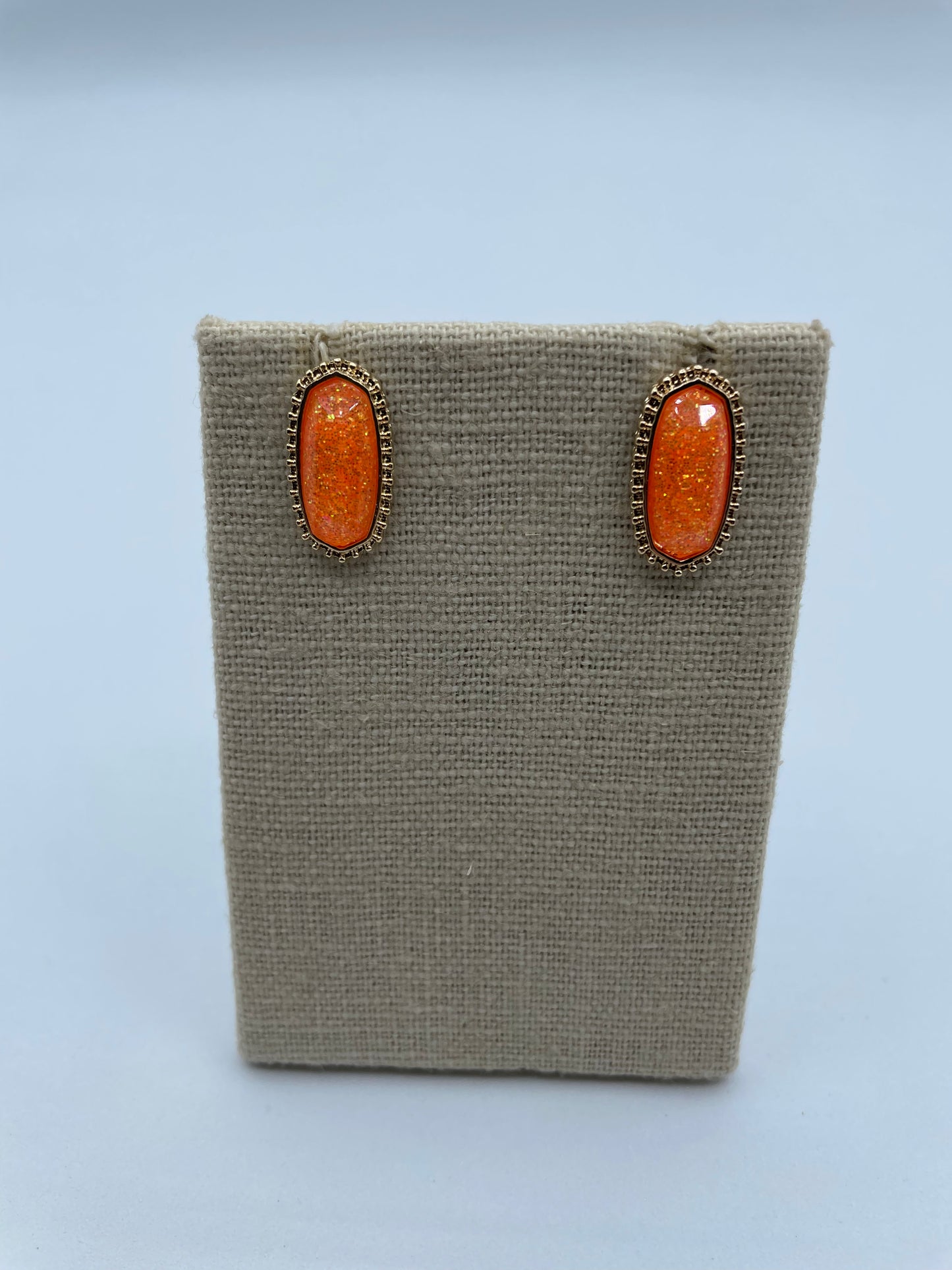 Orange Hexagon Studs