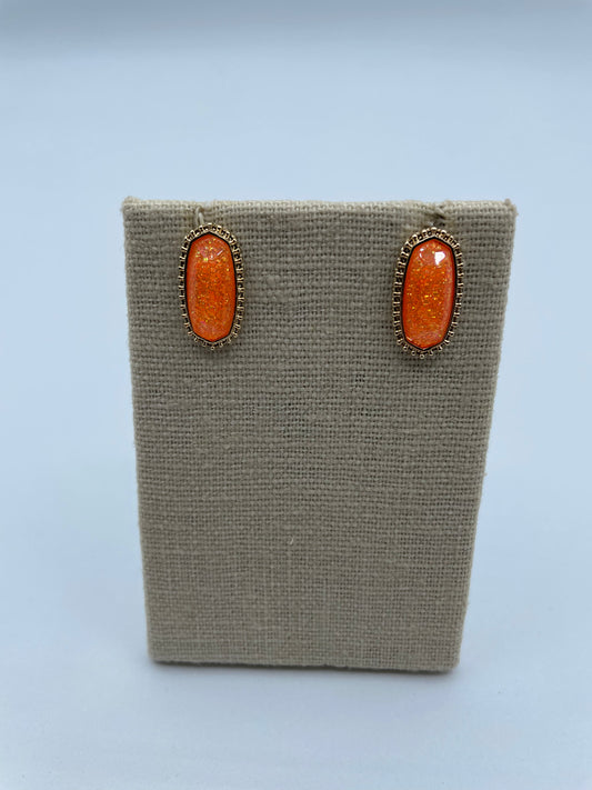Orange Hexagon Studs