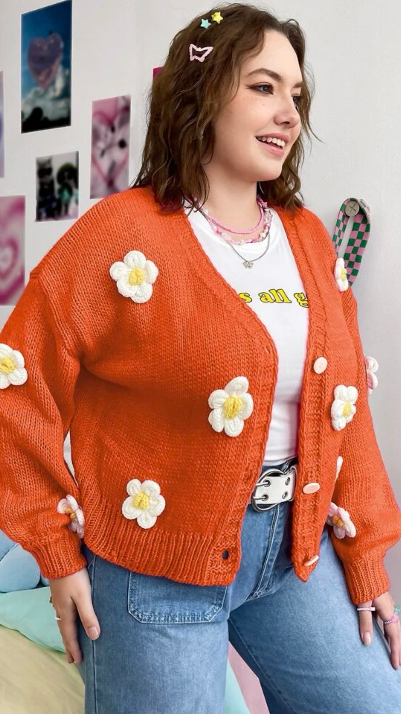 Curvy Orange Applique Sweater