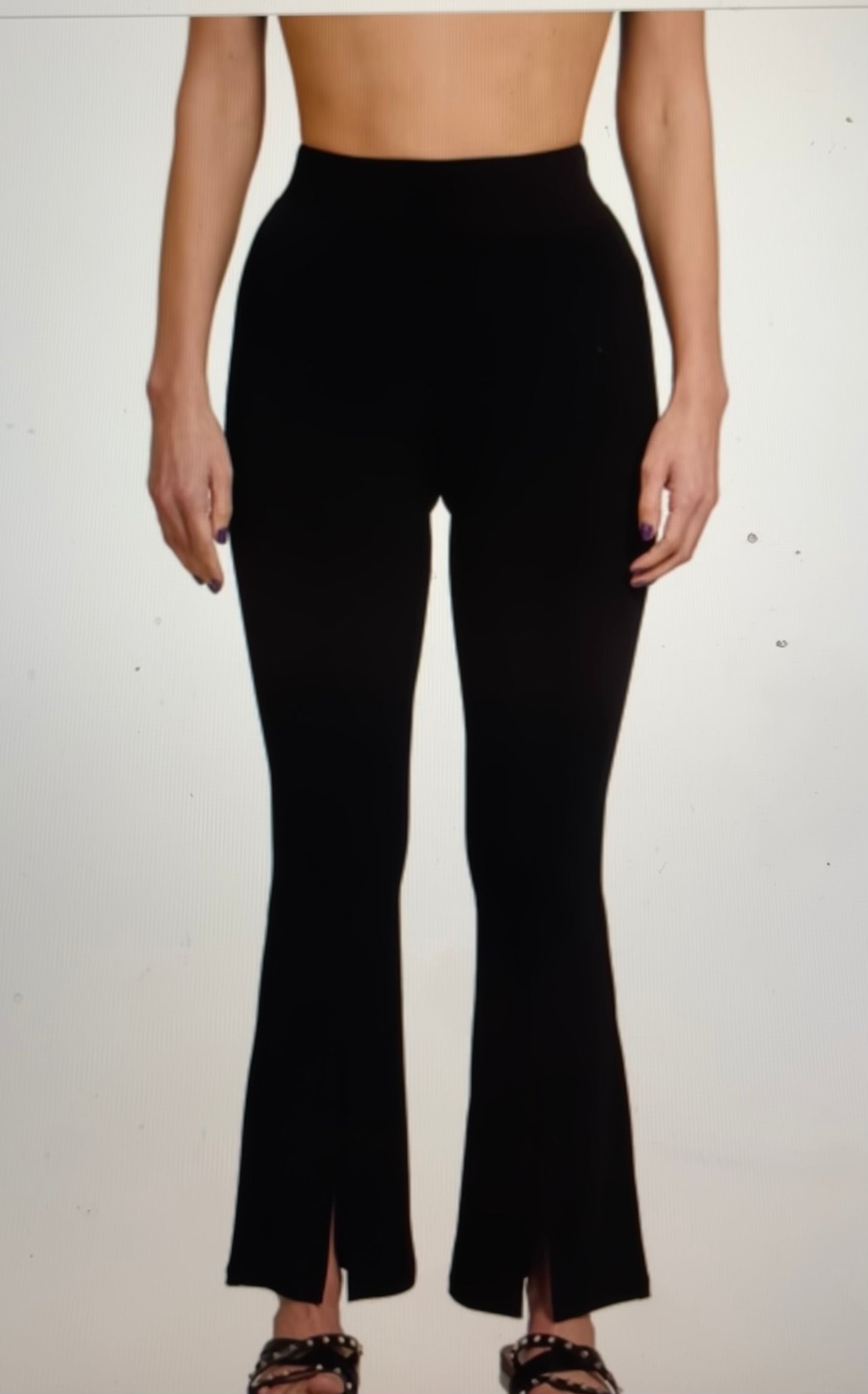 Curvy High Rise Front Slit Flare Pant