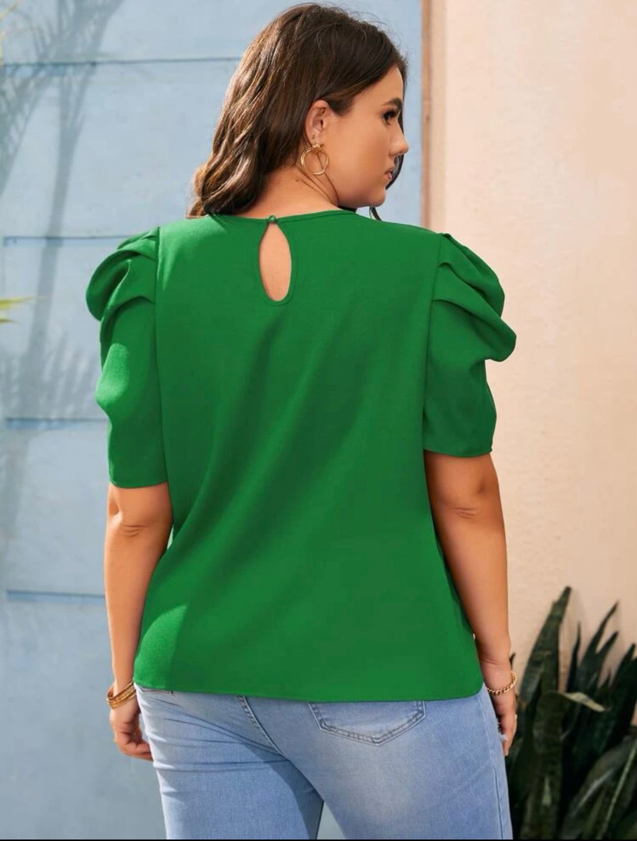 Curvy Puff Sleeve Pearl Top