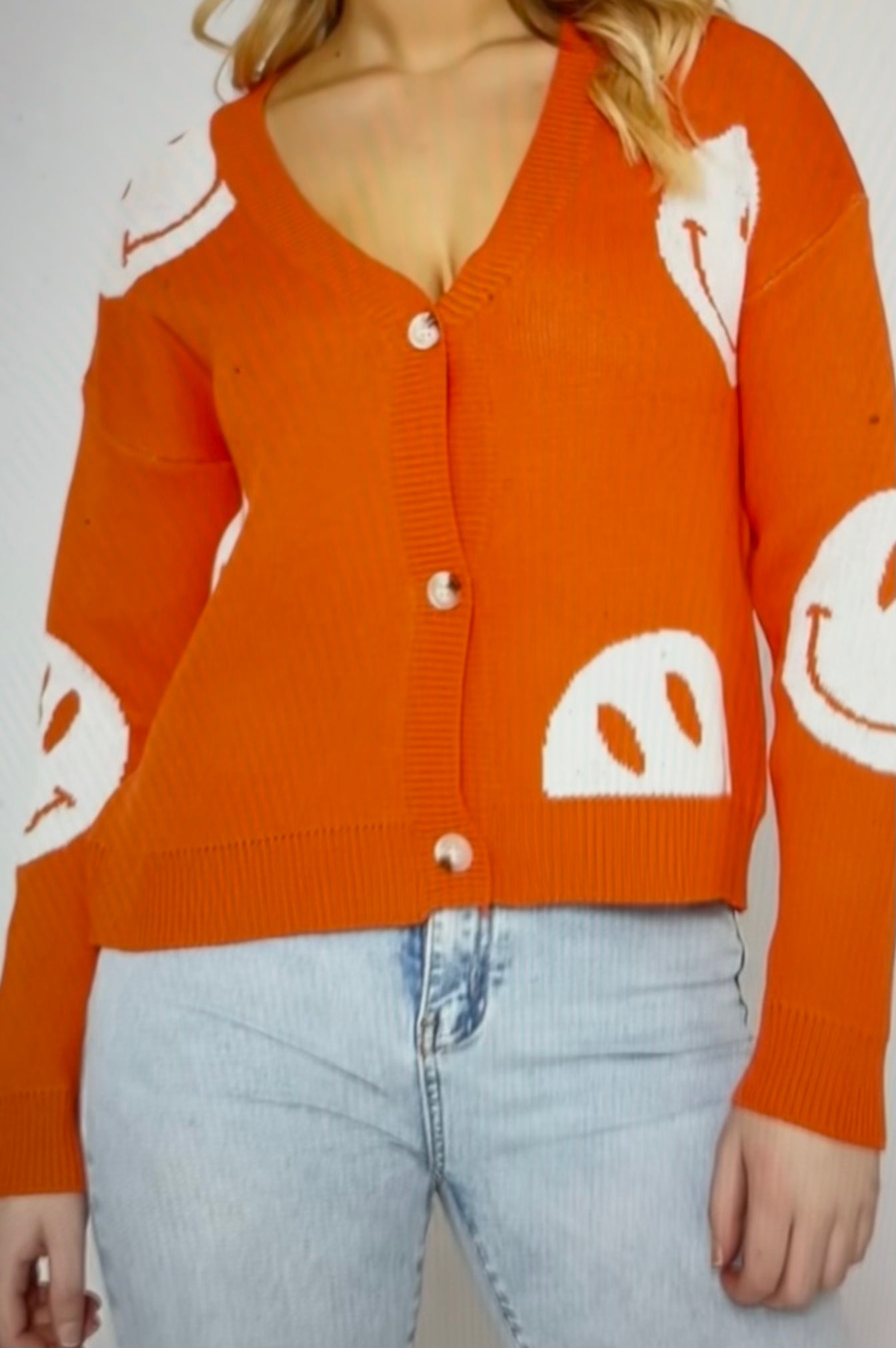 Orange Smiley Sweater