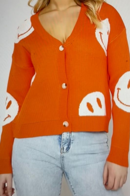 Orange Smiley Sweater
