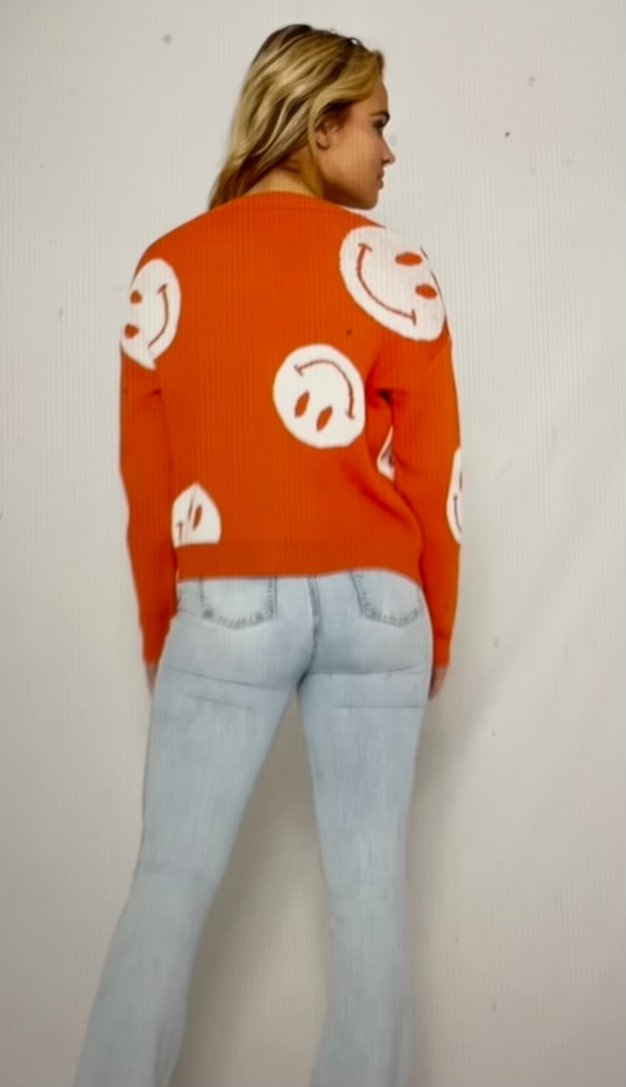 Orange Smiley Sweater